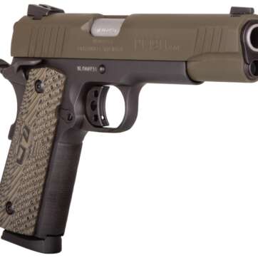 Taurus 1911 SAO Pistol 1191101MGVZ, 45 ACP, 5″, Brown VZ Operator II Grips, Mil-Spec Green Slide, 8 Rds