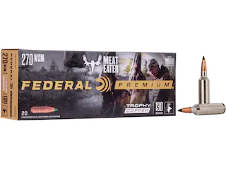 Federal Premium Meat Eater Ammunition 270 Winchester Short Magnum (WSM) 130 Grain Trophy Copper Tipped Boat Tail Lead-Free 500 Round