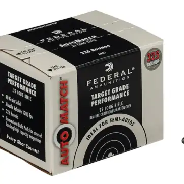Federal AutoMatch Target Ammunition 22 Long Rifle 40 Grain Lead Round Nose Box of 325 Bulk