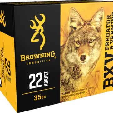 Browning BXV Varmint Expansion Ammunition 22 Hornet 35 Grain Polymer Tip Rapid Expansion 500 Round