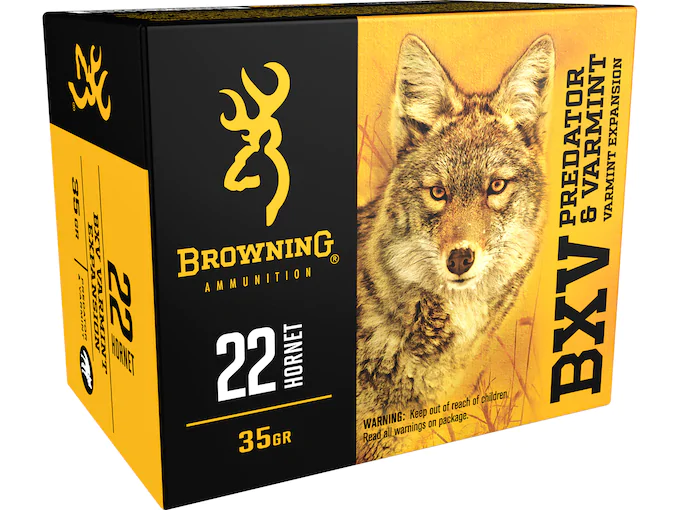 Browning BXV Varmint Expansion Ammunition 22 Hornet 35 Grain Polymer Tip Rapid Expansion 500 Round