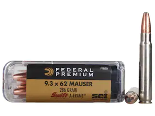 Federal Premium Safari Ammunition 9.3x62mm Mauser 286 Grain Swift A-Frame 500 Round