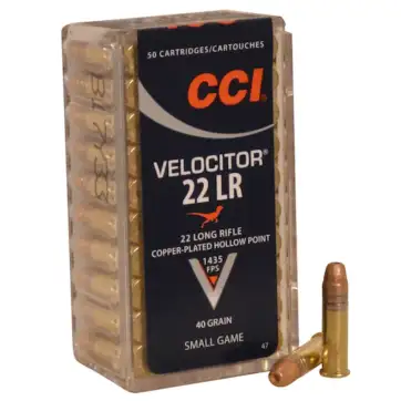 CCI Velocitor Ammunition 22 Long Rifle 40 Grain Plated Lead Hollow Point 5000 Round