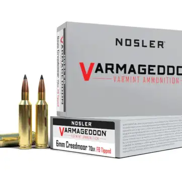 Nosler Varmageddon Ammunition 6mm Creedmoor 70 Grain Polymer Tip Flat Base 500 Round