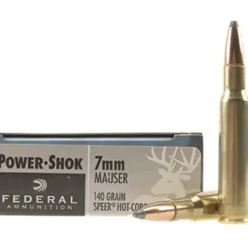 Federal Power-Shok Ammunition 7x57mm Mauser (7mm Mauser) 140 Grain Speer Hot-Cor Soft Point 500 Round