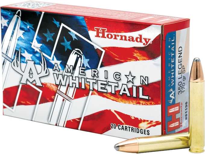 Hornady American Whitetail Ammunition 350 Legend 170 Grain Interlock Spire Point 500 Round