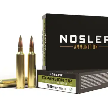 Nosler E-Tip Ammunition 26 Nosler 120 Grain E-Tip Lead-Free 500 Round