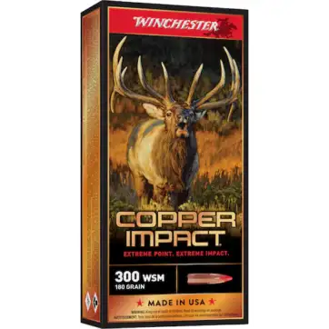 Winchester Copper Impact Ammunition 300 Winchester Short Magnum (WSM) 180 Grain Copper Extreme Point Polymer Tip Lead Free 500 Round