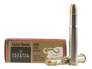 Federal Premium Cape-Shok Ammunition 470 Nitro Express 500 Grain Speer Trophy Bonded Sledgehammer 500 Round