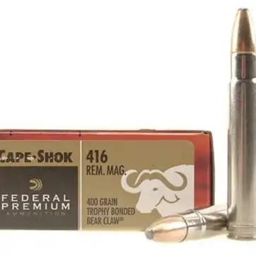 Federal Premium Safari Ammunition 416 Remington Magnum 400 Grain Trophy Bonded Bear Claw 500 Round