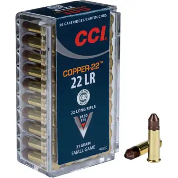CCI Copper-22 Ammunition 22 Long Rifle 21 Grain Copper Hollow Point Lead-Free 5000 Round
