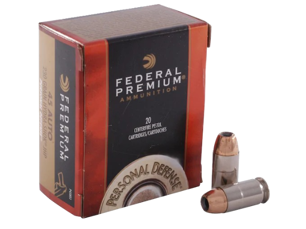 Federal Premium Personal Defense Ammunition 45 ACP 230 Grain Hydra-Shok Jacketed Hollow Point