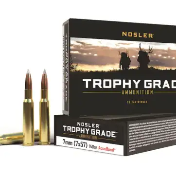 Nosler Trophy Grade Ammunition 7x57mm Mauser (7mm Mauser) 140 Grain AccuBond 500 Round