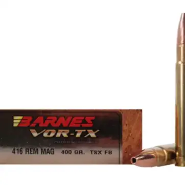 Barnes VOR-TX Safari Ammunition 416 Remington Magnum 400 Grain TSX Hollow Point Flat Base Lead-Free 500 Round