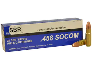 SBR Ammunition 458 SOCOM Subsonic 450 Grain Full Metal Jacket 500 Round