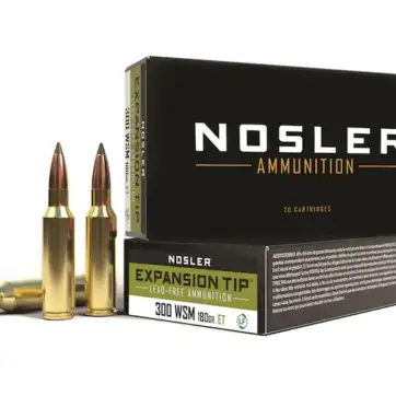 Nosler E-Tip Ammunition 300 Winchester Short Magnum (WSM) 180 Grain E-Tip Lead-Free  500 Round