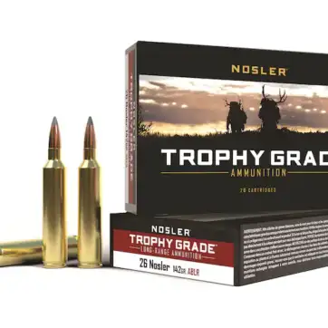 Nosler Trophy Grade Ammunition 26 Nosler 142 Grain AccuBond Long Range  500 Round