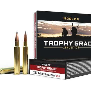 Nosler Trophy Grade Ammunition 280 Ackley Improved 150 Grain AccuBond Long Range  500 Round