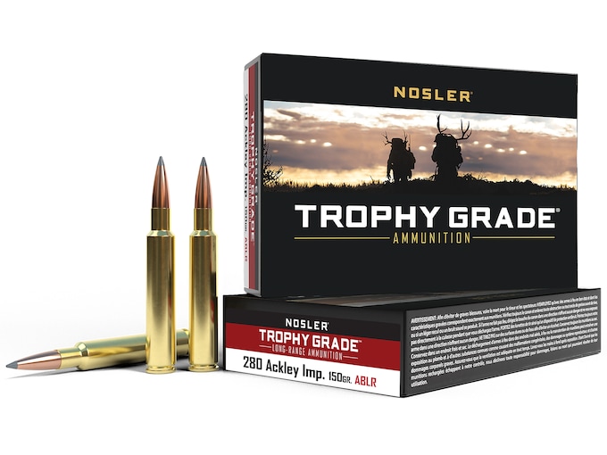 Nosler Trophy Grade Ammunition 280 Ackley Improved 150 Grain AccuBond Long Range 500 Round