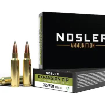 Nosler E-Tip Ammunition 325 Winchester Short Magnum (WSM) 180 Grain E-Tip Lead-Free 500 Round