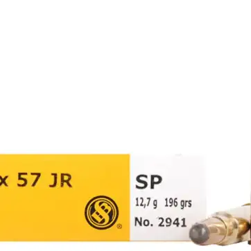 Sellier & Bellot Ammunition 8x57mm JR Mauser (Rimmed Mauser) 196 Grain Soft Point 500 Round