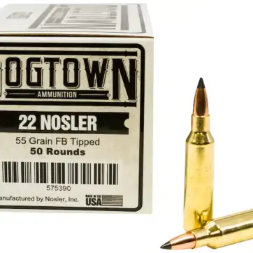 Dogtown Ammunition 22 Nosler 55 Grain Polymer Tip Flat Base 500 Round