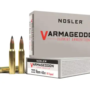 Nosler Varmageddon Ammunition 222 Remington 40 Grain Tipped Flat Base 500 Round
