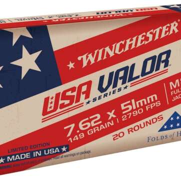 Winchester USA Valor Ammunition 7.62x51mm NATO 149 Grain M80 Full Metal Jacket 500 Round