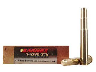 Barnes VOR-TX Safari Ammunition 470 Nitro Express 500 Grain Banded Solid Flat Point 500 Round