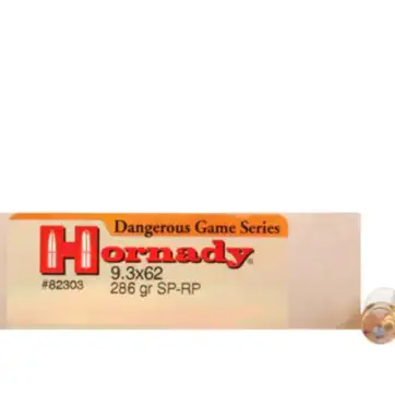 Hornady Custom Ammunition 9.3x62mm Mauser 286 Grain Spire Point Recoil Proof 500 Round