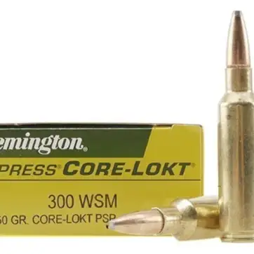 Remington Core-Lokt Ammunition 300 Winchester Short Magnum (WSM) 150 Grain Core-Lokt Pointed Soft Point 500 Round