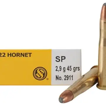 Sellier & Bellot Ammunition 22 Hornet 45 Grain Soft Point Box 500 Round