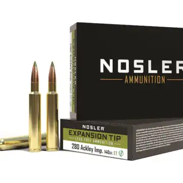 Nosler E-Tip Ammunition 280 Ackley Improved 140 Grain E-Tip Lead-Free 500 Round