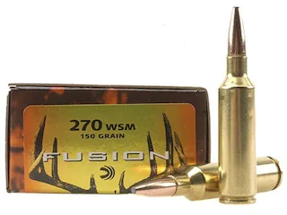 Federal Fusion Ammunition 270 Winchester Short Magnum (WSM) 150 Grain Bonded Spitzer Boat Tail 500 Round