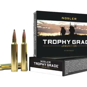 Nosler Trophy Grade Ammunition 338 Winchester Magnum 210 Grain Partition 500 Round