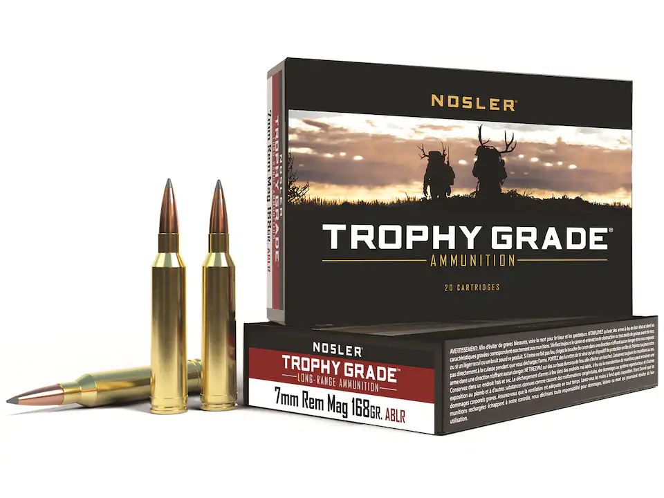 Nosler Trophy Grade Ammunition 7mm Remington Magnum 168 Grain AccuBond Long Range 20 Rounds