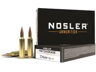 Nosler Match Grade Ammunition 22 Nosler 70 Grain RDF Hollow Point Boat Tail 500 Round