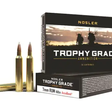 Nosler Trophy Grade Ammunition 7mm Remington Ultra Magnum 160 Grain AccuBond 500 Round