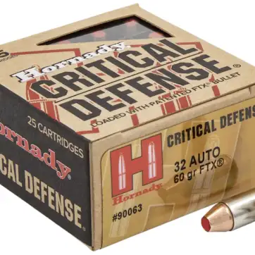 Hornady Critical Defense Ammunition 32 ACP 60 Grain FTX  500 Round