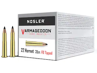 Nosler Varmageddon Ammunition 22 Hornet 35 Grain Tipped Flat Base 500 Round