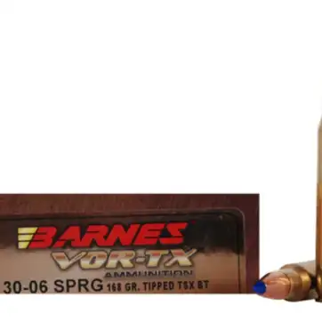 Barnes VOR-TX Ammunition 30-06 Springfield 168 Grain TTSX Polymer Tipped Spitzer Boat Tail Lead-Free 500 Round