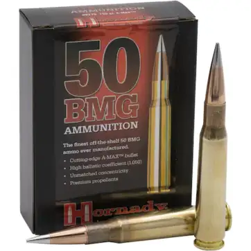 Hornady Match Ammunition 50 BMG 750 Grain A-MAX Boat Tail 500 Round