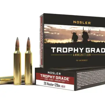 Nosler Trophy Grade Ammunition 26 Nosler 129 Grain AccuBond Long Range 500 Round