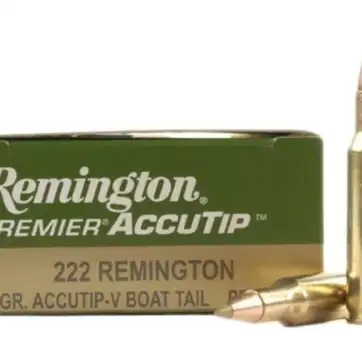Remington Premier Varmint Ammunition 222 Remington 50 Grain AccuTip Boat Tail 500 Round