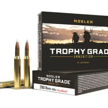 Nosler Trophy Grade Ammunition 280 Remington 140 Grain AccuBond 500 Round