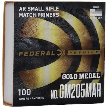 Federal Premium Gold Medal AR Match Grade Small Rifle Primers #GM205MAR Box of 1000 (10 Trays of 100)