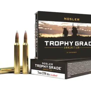 Nosler Trophy Grade Ammunition 7mm STW 160 Grain AccuBond 500 Round