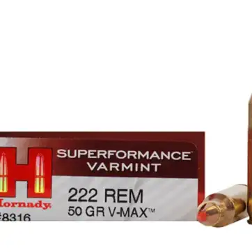 Hornady Superformance Varmint Ammunition 222 Remington 50 Grain V-MAX Polymer Tip 500 Round