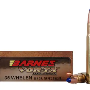 Barnes VOR-TX Ammunition 35 Whelen 180 Grain TTSX Polymer Tipped Spitzer Flat Base Lead-Free 500 Rounds