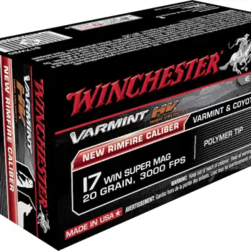Winchester Varmint High Velocity Ammunition 17 Winchester Super Magnum 20 Grain Hornady V-MAX 500 Round